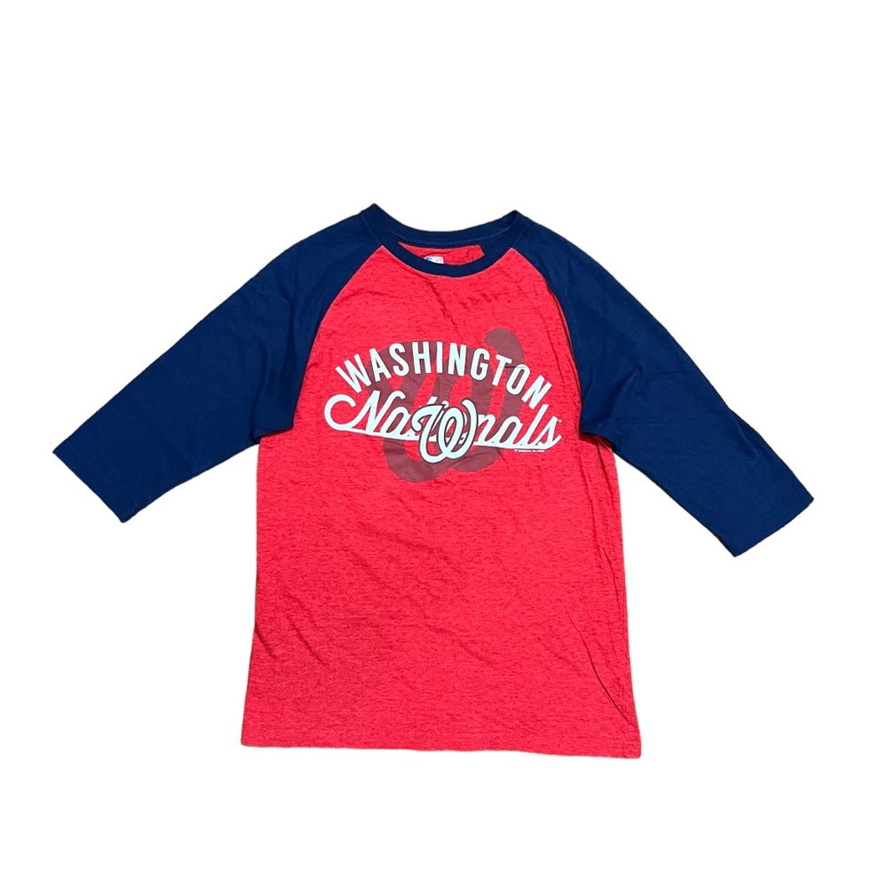 Washington Nationals Majestic 3/4 Sleeve Adult Raglan Tee Size Small